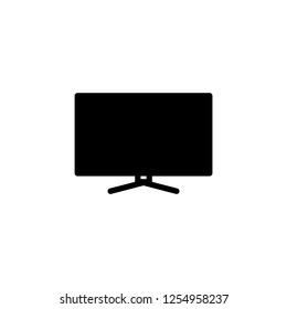 Desktop monitor, TV, Television with V stand vector icon in solid,glyph,black style