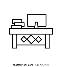 Desktop Monitor work office table line icon