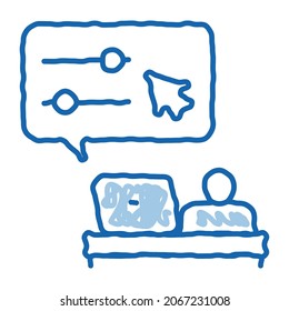 desktop movie maker sketch icon vector. Hand drawn blue doodle line art desktop movie maker sign. isolated symbol illustration
