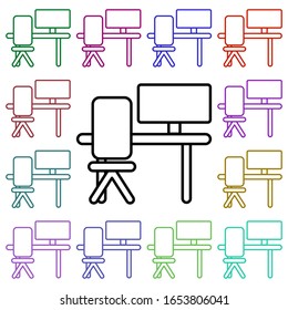 Desktop multi color style icon. Simple thin line, outline vector of education icons for ui and ux, website or mobile application