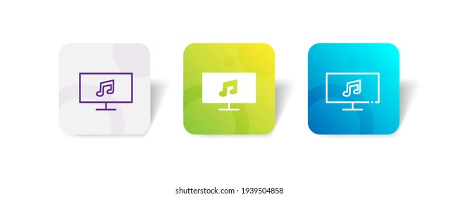 desktop music player pixel perfect icon set bundle in line, solid, glyph, 3d gradient style