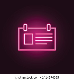 desktop notepad neon icon. Elements of web set. Simple icon for websites, web design, mobile app, info graphics