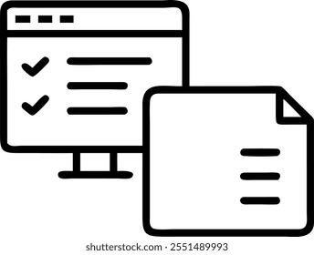 Desktop and Notes Icons with Task Management text isolated on white background concept as Camera movement Focus on the desktop and notes icons emphasizing task management during vi