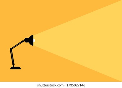 Lámpara de mesa de escritorio.
icono de la bombilla de luz o signo de idea. Coloca tu texto. Ilustración vectorial plana.