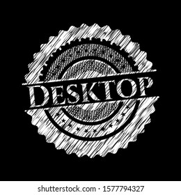 Desktop on chalkboard. Vector Illustration. Detailed.