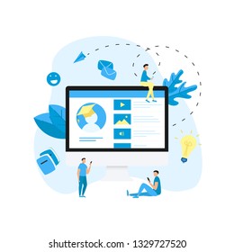 Desktop online education app. E-learning concept.