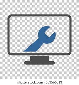 Desktop Options icon. Vector pictogram style is a flat bicolor symbol, cobalt and gray colors, chess transparent background. Designed for software and web interface toolbars and menus.
