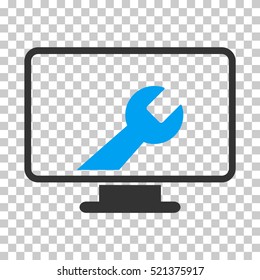 Desktop Options icon. Vector pictograph style is a flat bicolor symbol, blue and gray colors, chess transparent background. Designed for software and web interface toolbars and menus.