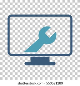 Desktop Options icon. Vector pictograph style is a flat bicolor symbol, cyan and blue colors, chess transparent background. Designed for software and web interface toolbars and menus.