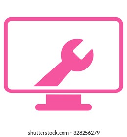 Desktop Options vector icon. Style is flat symbol, pink color, rounded angles, white background.