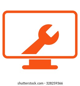 Desktop Options vector icon. Style is flat symbol, orange color, rounded angles, white background.