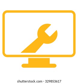 Desktop Options vector icon. Style is flat symbol, yellow color, rounded angles, white background.