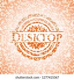 Desktop orange mosaic emblem with background