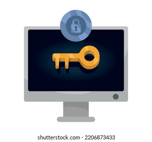 desktop with padlock cyber security