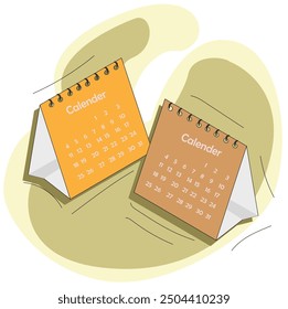 Desktop paper calendar. Standing month lined spring desk calendar