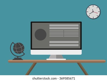 Desktop PC with business concept