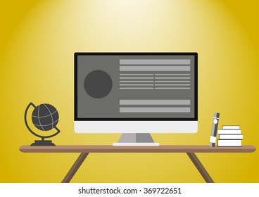 Desktop PC with education concept