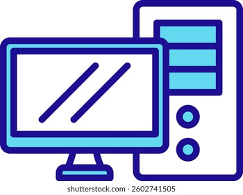 Desktop Pc Icon Blue Vector Illustration