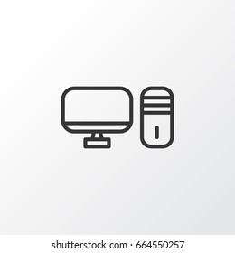 Desktop PC Icon Symbol. Premium Quality Isolated Personal Computer Element In Trendy Style.