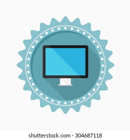 Desktop PC icon - vector , eps10 (flat icon , long shadow)