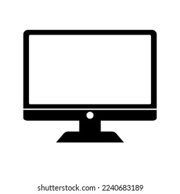 Desktop PC icon with white screen. Vector.