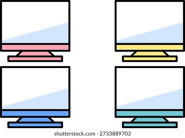 Ilustración de PC de escritorio con pantalla en blanco, fácil de usar para materiales de negocios y diseño de interfaz de usuario