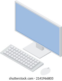 Desktop PC illustration isometric without main line