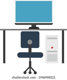 Desktop pc, illustration, vector on white background.