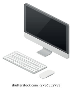Desktop pc isometric icon. Office workplace technology