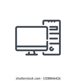 Desktop PC line icon. Personal computer vector outline sign.