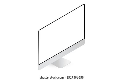 Desktop PC mockup with perspective view isolated on white background. Vector illustration