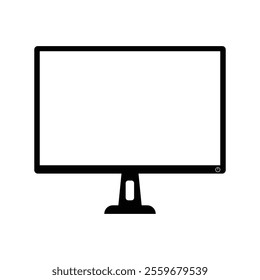 Desktop PC monitor black and white flat vector icon design