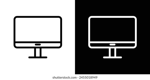 Desktop PC and Television Screen Icon Set in Vector Format