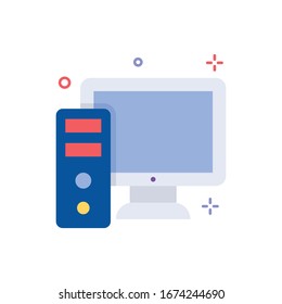Vektorillustration für Desktop-PCs. Shopping und E-Commerce Flat Symbol. 