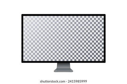 desktop pc vector mockup. monitor display with blank screen isolated on background. Realistic computer display isolated on transparent background. Vector mockup