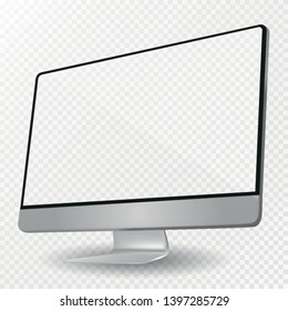 desktop pc vector mocup. Mac mocup monitor display with blank screen. desktop mocup isolated on background. Vector illustration