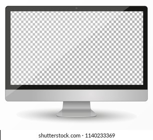 desktop pc vector mocup. monitor display with blank screen isolated on transparent background. Vector