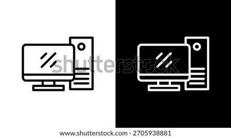 Desktop Pc White Icon Set Design