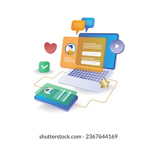 Desktop personal account data password flat illustration concept