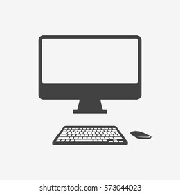 Desktop personal computer monochrome icon. Vector illustration.