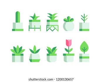 Desktop Plant Illustration. Simple and Flat Style.