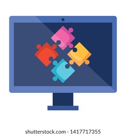 desktop with puzzle game pieces solution