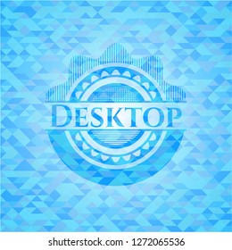 Desktop realistic light blue mosaic emblem