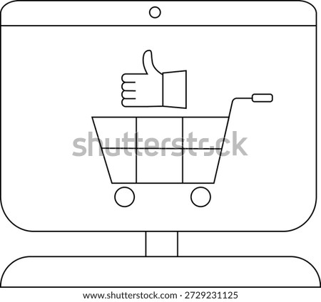 A desktop screen displaying an online shopping cart with a thumbs up sign