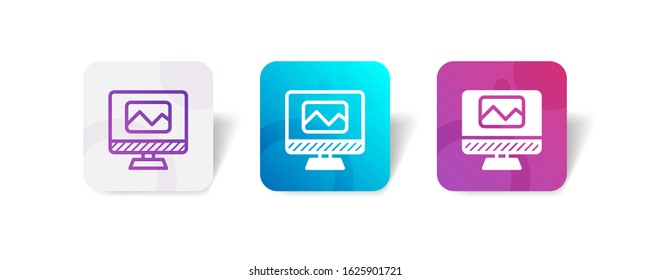 Desktop screen monitor icon with jpg image sign in outline and solid style -colorful smooth gradient background, suitable for mobile and web UI, app button, infographic, etc