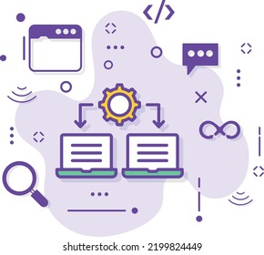 Desktop Screen Sharing Vector Icon Design, Intranet Graphic, Shared Resources Concept, RDP Access Sign stock illustration, Cloud computing and Internet hosting services Symbol, 