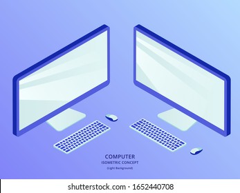 desktop set collection isolated with isometric style