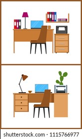 Desktop set. Isolated on white background. Vector illustration.