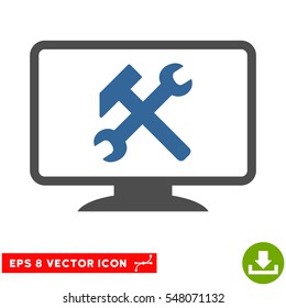 Desktop Settings EPS vector icon. Illustration style is flat iconic bicolor cobalt and gray symbol on white background.