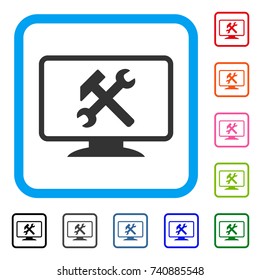 Desktop Settings icon. Flat grey pictogram symbol in a light blue rounded rectangle. Black, gray, green, blue, red, orange color variants of Desktop Settings vector.